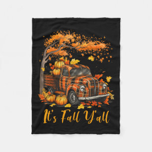 Its Fall Yall Pumpkin Truck Autumn Tree Hello Fall Fleece Blanket