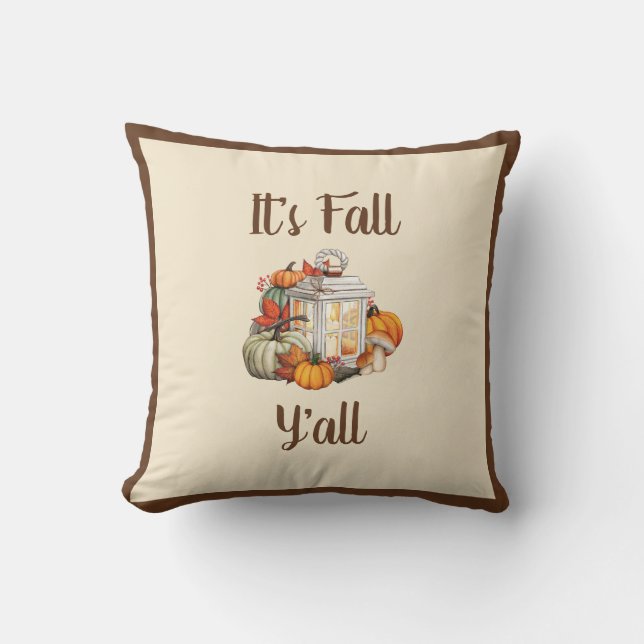 It's Fall Y'all - Rustic Farmhouse Fall Decor Throw Pillow (Front)