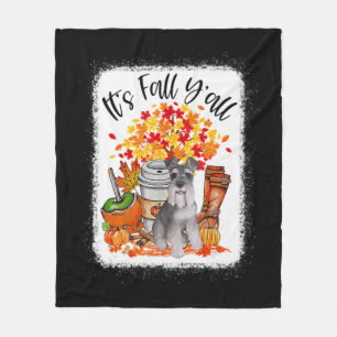 It's Fall Y'all Schnauzer Dog Halloween Thanksgivi Fleece Blanket