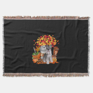 its fall yall schnauzer dog halloween thanksgiving throw blanket