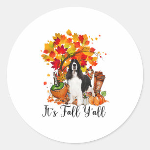 It's Fall Y'all Springer Spaniel Dog Halloween Tha Classic Round Sticker