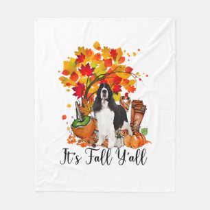 It's Fall Y'all Springer Spaniel Dog Halloween Tha Fleece Blanket