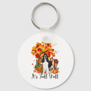 It's Fall Y'all Springer Spaniel Dog Halloween Tha Keychain