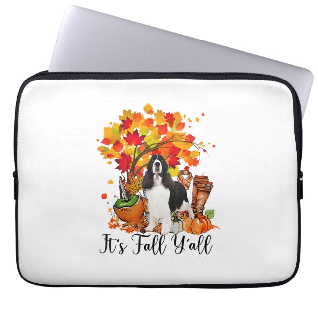It's Fall Y'all Springer Spaniel Dog Halloween Tha Laptop Sleeve (Front)