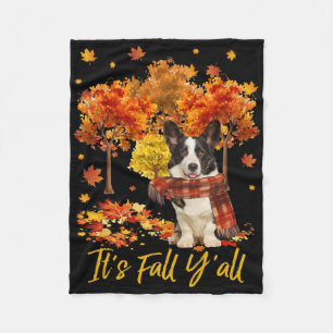It's Fall Y'all Welsh Corgi Dog Tree Pumpkin Fall  Fleece Blanket