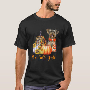 It's Fall Y'all Yorkie Dog Leopard Pumpkin Fall T-Shirt