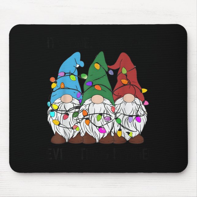 It's Fine Everything Is Fine Gnome Christmas Light Mouse Pad (Front)
