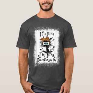 It's Fine I'm Fine Black Cat Halloween Bandana 564 T-Shirt