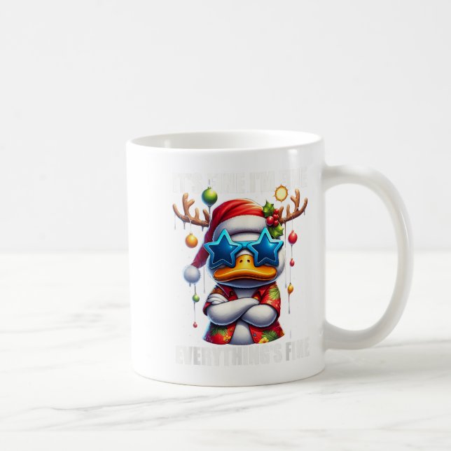 It's Fine I'm Fine Duck Melting Christmas In July  Coffee Mug (Right)