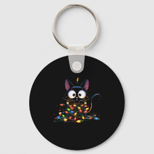 Its Fine I'm Fine Everything Is Fine Cat Christmas Keychain