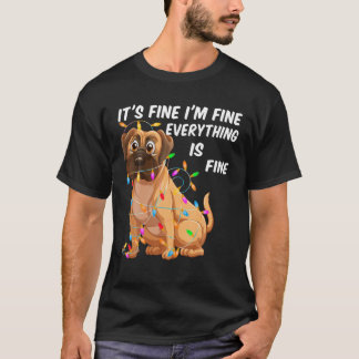 It's Fine I'm Fine Everything Is Fine Dog Christma T-Shirt