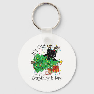 It's Fine I'm Fine Everything Is Fine Fun Christma Keychain