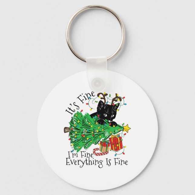 It's Fine I'm Fine Everything Is Fine Fun Christma Keychain (Front)