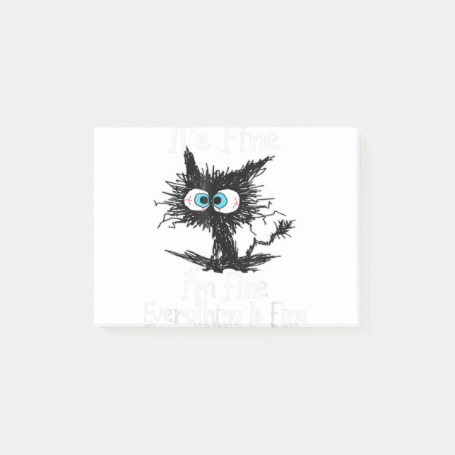 It's Fine I'm Fine Everything Is Fine Funny Black Post-it Notes (Front)
