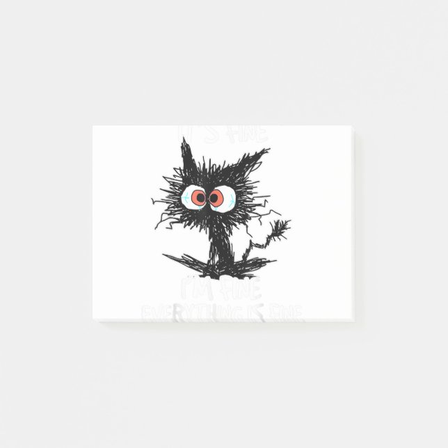 It's Fine I'm Fine Everything Is Fine Funny Black Post-it Notes (Front)