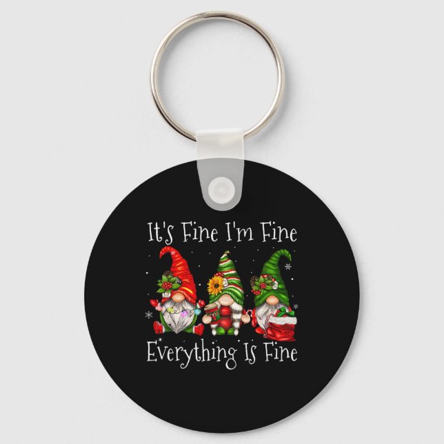 It's Fine I'm Fine Everything Is Fine Gnome Christ Keychain (Front)