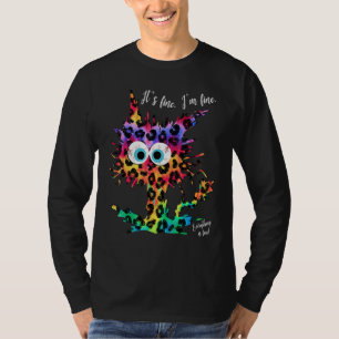 It's Fine I'm Fine Everything is Fine Leopard Tie  T-Shirt