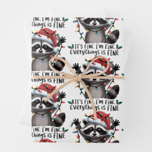 It's Fine. I'm Fine. Everythings Is Fine Raccoon  Wrapping Paper Sheet
