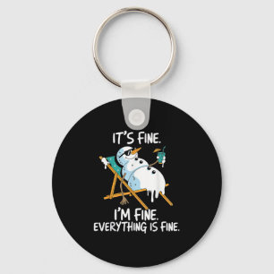It's Fine I'm Fine Melting Snowman Summer Christma Keychain