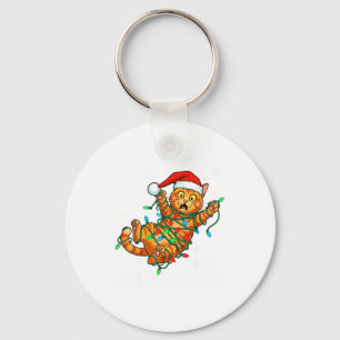 It's Fine I'm Fine Orange Cat Christmas Light Funn Keychain