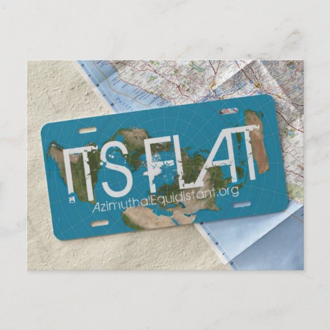 ITS FLAT Postcard | AzimuthalEquidistant.org (Front)