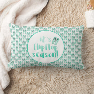 It's Flipflop Season Flipflops Pattern & Fun Quote Lumbar Pillow