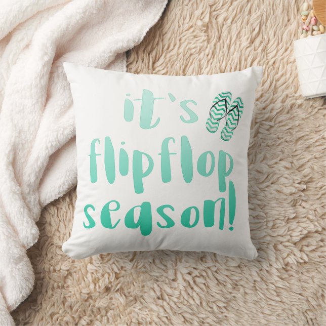 It's Flipflop Season - Fun Summer Quote Throw Pillow (Blanket)