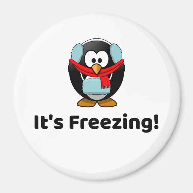 It's Freezing! Funny Cold Penguin Magnet (Front)