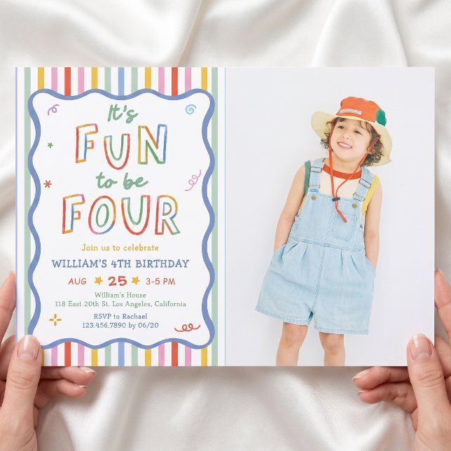 It's Fun To Be Four 4th Birthday Invitation Photo (Creator Uploaded)