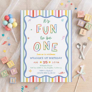 It's Fun To Be One 1st Birthday Invitation
