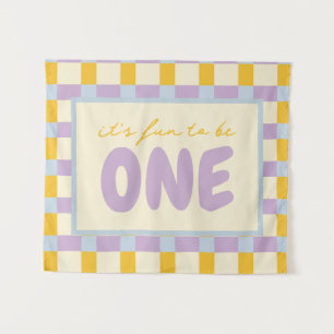 it's fun to be one birthday primary colours  tapestry