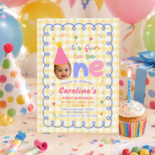 Its Fun To Be One Colourful 1st Birthday Invitatio Invitation
