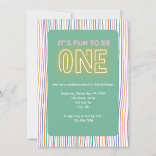 It's Fun to be ONE! First Birthday Party Invite