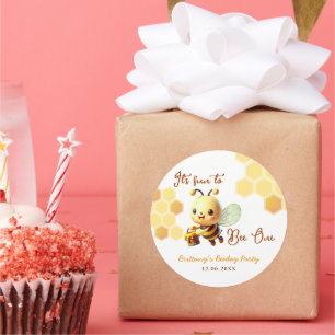 It's Fun to Bee One Honey Bee Birthday Classic Round Sticker