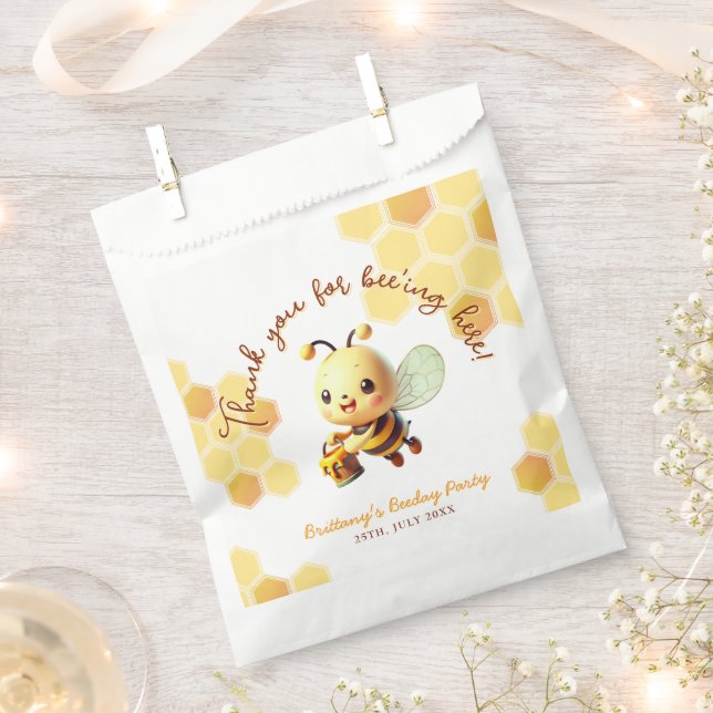 It's Fun to Bee One Honey Bee Birthday  Favour Bag (Clipped)