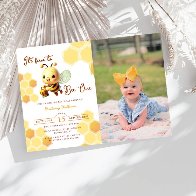 It's Fun to Bee One Honey Bee First Birthday Invitation (Creator Uploaded)