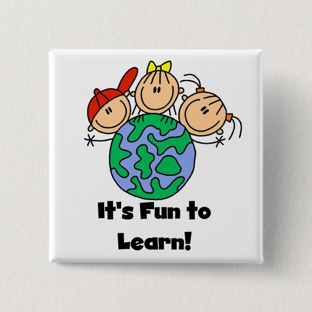 It's Fun to Learn 2 Inch Square Button (Front)