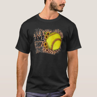 It's Game Day Yall Leopard Sunflower Softball T-Shirt