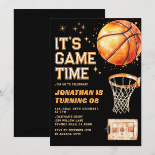 It's Game Time ANY AGE Basketball Birthday Sports Invitation