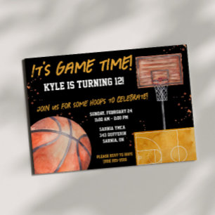 It's Game Time!  Basketball Themed Birthday Party Invitation