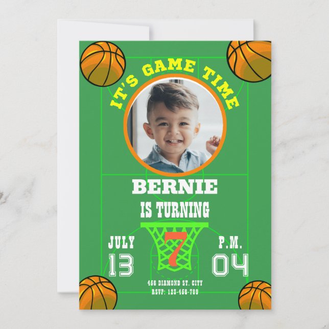 IT'S GAME TIME BIRTHDAY CELEBRATION PARTY INVITATION (Front)