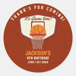 It's Game time! Funny Basketball theme Birthday  Classic Round Sticker