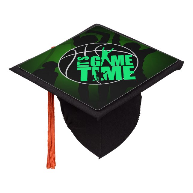 It's Game Time - Green  Graduation Cap Topper (Angled)