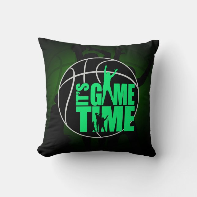 It's Game Time - Green  Throw Pillow (Front)