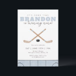 It's Game Time Hockey Birthday Party Blue Sports  Invitation<br><div class="desc">Invite friends to celebrate with this fun hockey themed birthday party invitation. Featuring watercolor hockey sticks and a puck with a cool game day sports design,  this invitation is perfect for kids who love hockey and sports celebrations. Personalize the details to create an exciting game time hockey birthday party.</div>