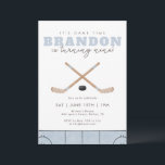 It's Game Time Hockey Birthday Party Blue Sports  Invitation<br><div class="desc">Invite friends to celebrate with this fun hockey themed birthday party invitation. Featuring watercolor hockey sticks and a puck with a cool game day sports design,  this invitation is perfect for kids who love hockey and sports celebrations. Personalize the details to create an exciting game time hockey birthday party.</div>