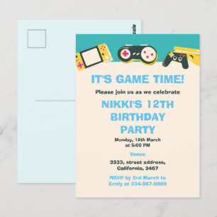 Its Game Time Kids Personalised Gaming Birthday  Postcard