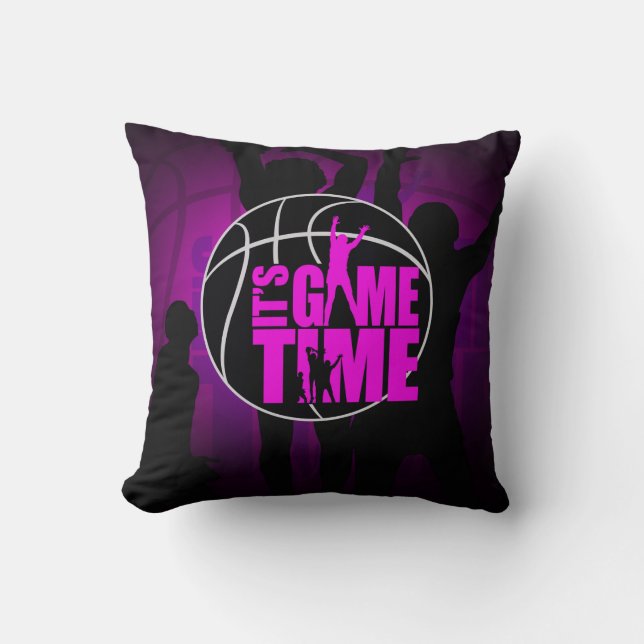 It's Game Time - Pink  Throw Pillow (Front)