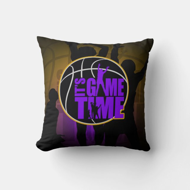 It's Game Time - Purple & Gold Throw Pillow (Front)