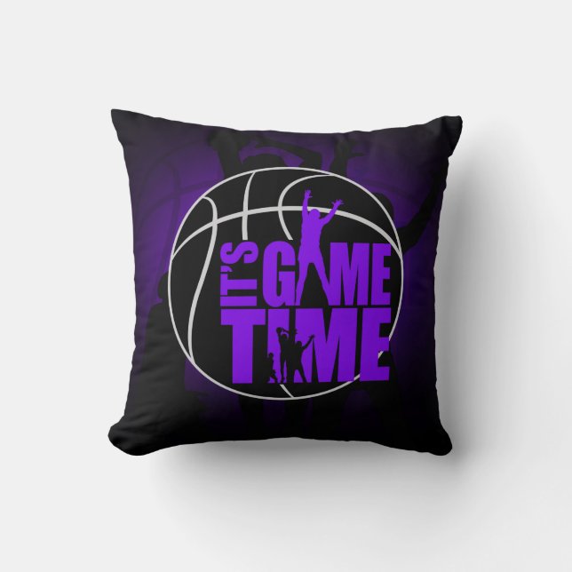 It's Game Time - Purple  Throw Pillow (Front)